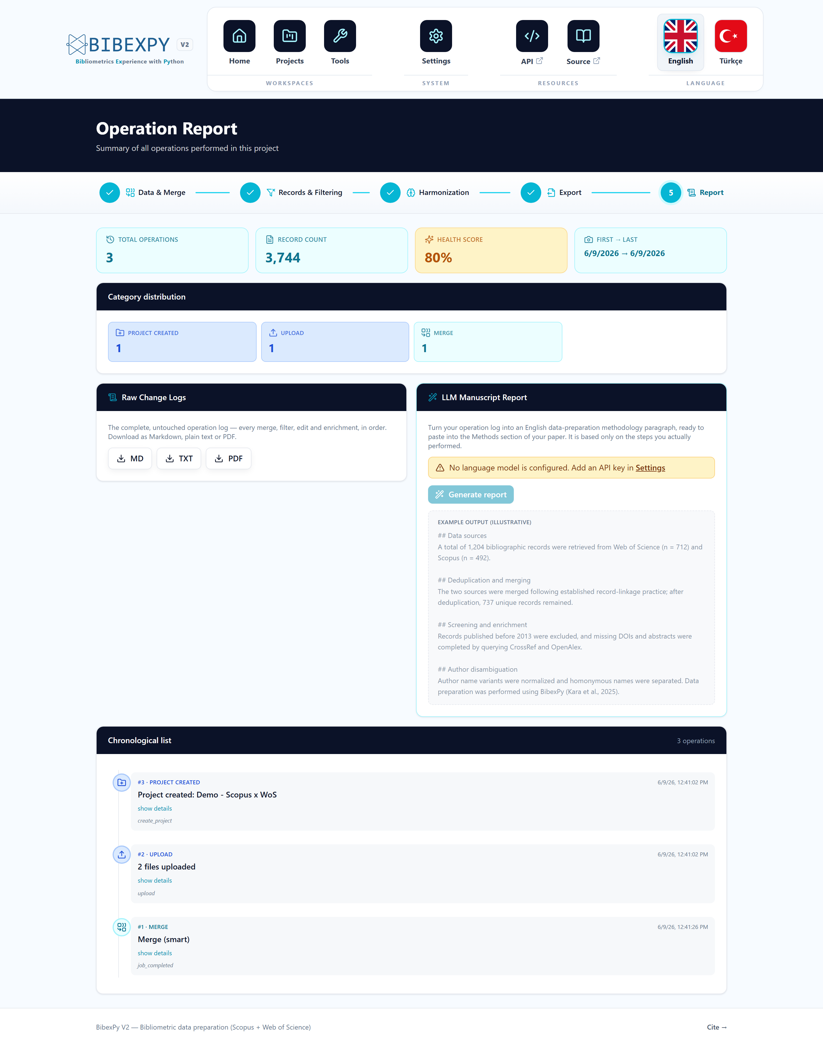 Report screen